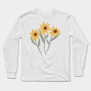 cute sunflower bouquet illustration Long Sleeve T-Shirt